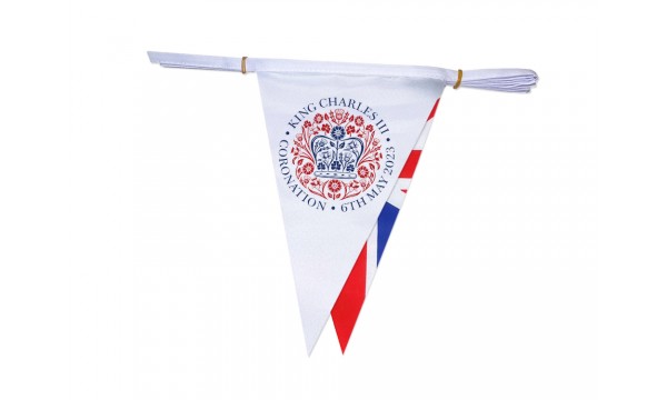 King Charles III Coronation Logo, UK (ALTERNATING) Triangle Bunting